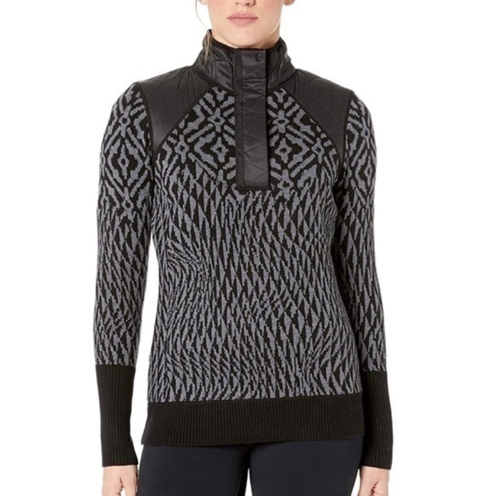 Smartwool Women’s Ski Ninja Wool Half Zip Gray/Black Pullover Sweater Top Sz S
